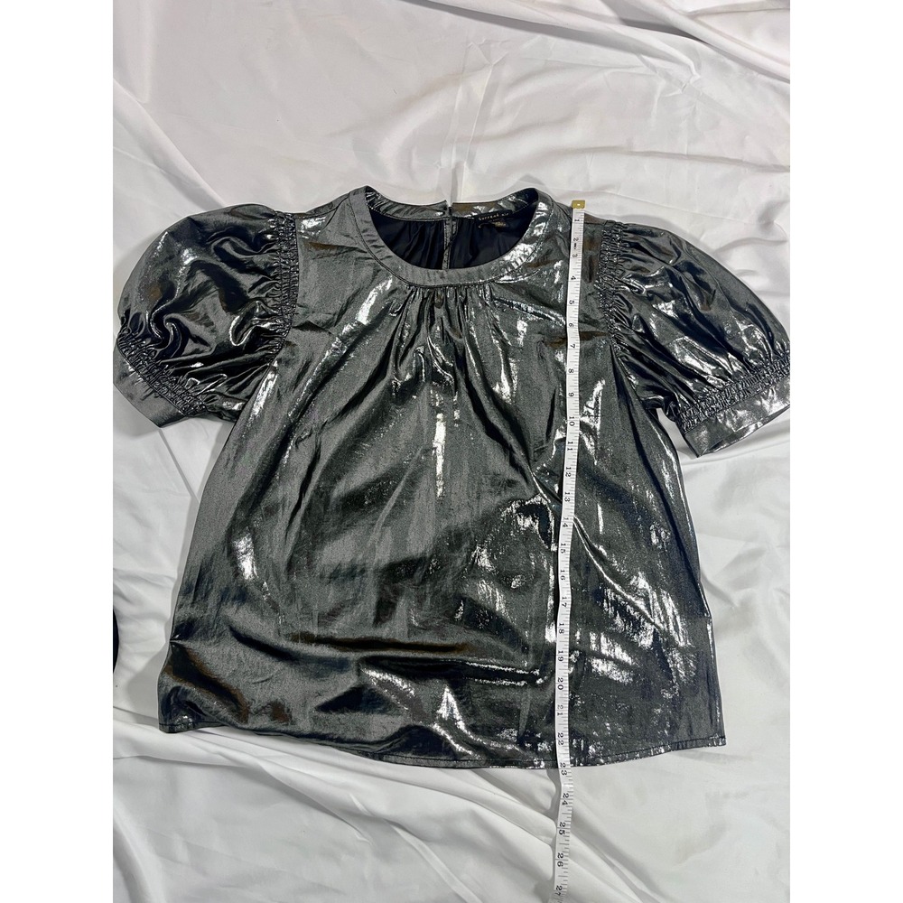 Current Air Los Angeles Metallic Puff Sleeve Blouse XS - Picture 5 of 5